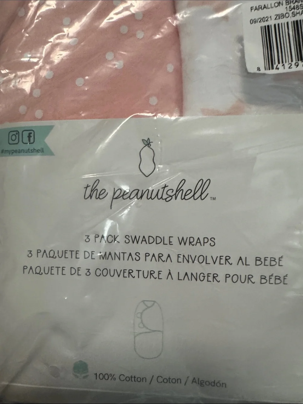 Peanut shell 3to 6 months swaddle wraps for baby girl NWT